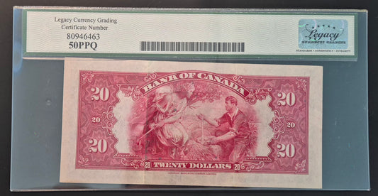 Canada 20 Dollar Princess Note Paper Money 1935 Large Seal AU50 PPQ