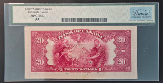 Canada 20 Dollar Princess Note Paper Money 1935 Small Seal
