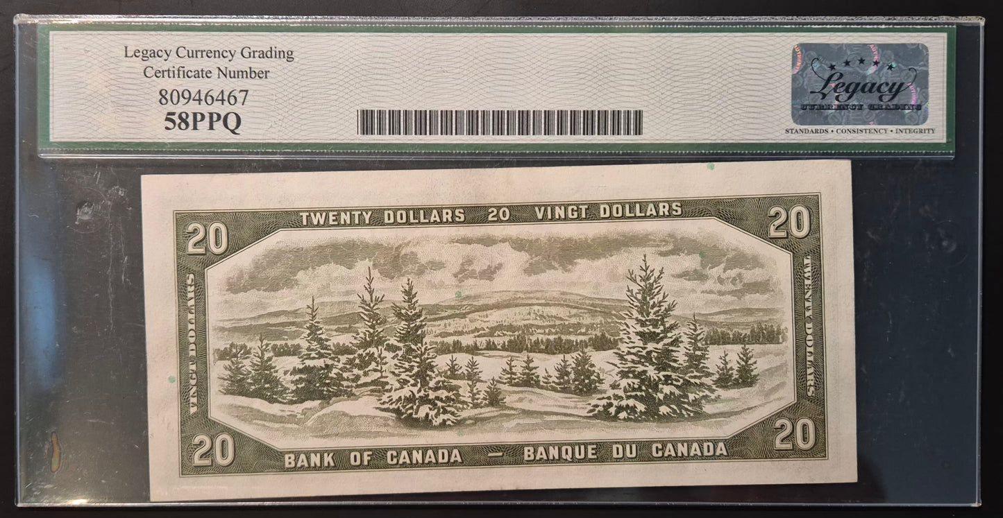 Canada 20 Dollar Paper Money 1954 Devil's Face