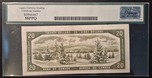 Canada 20 Dollar Paper Money 1954 Devil's Face