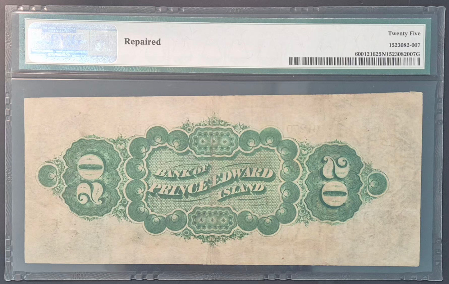 Bank of Prince Edward Island (Canada) 20 Dollars Paper Money 1872 Finest of 9 Known