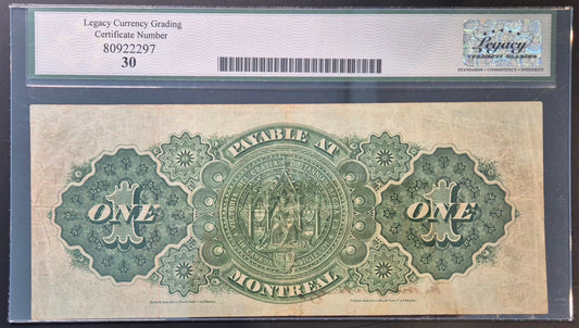 Dominion of Canada Montreal 1 Dollar Paper Money 1878B