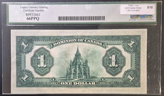 Dominion of Canada 1 Dollar Paper Money 1923C Green Seal Gem UNC66