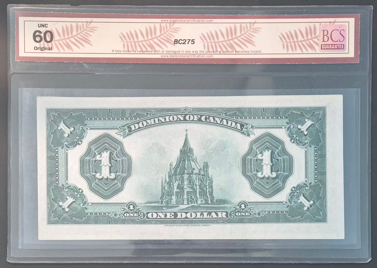 Dominion of Canada 1 Dollar Paper Money 1923E Black Seal Original UNC60