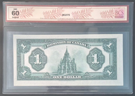 Dominion of Canada 1 Dollar Paper Money 1923E Black Seal Original UNC60