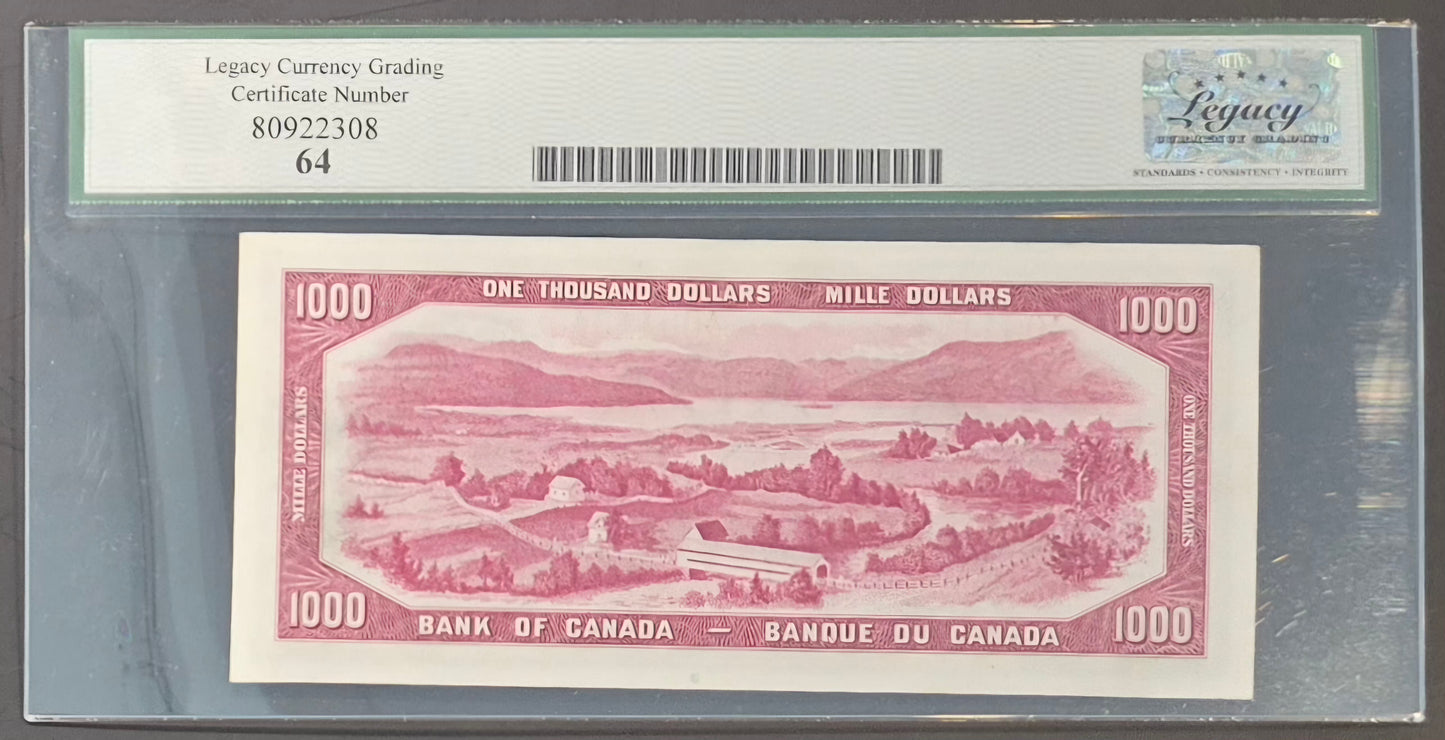 Canada 1000 Dollar Paper Money 1954 Devil's Face Choice UNC64