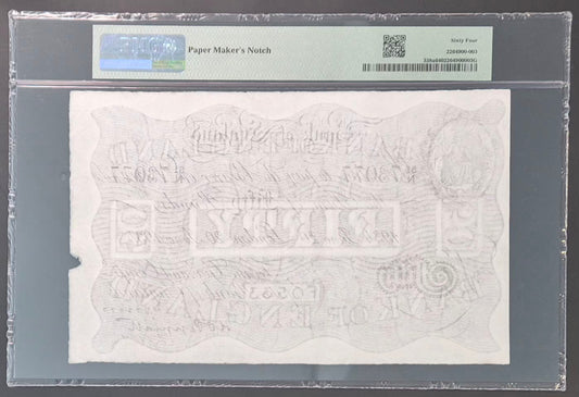 England 50 Pound White Note Paper Money 1934 Peppiatt Sig. Choice UNC64