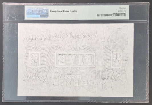England 5 Pound White Note Paper Money 1952 Beale Signature Choice AU58 EPQ