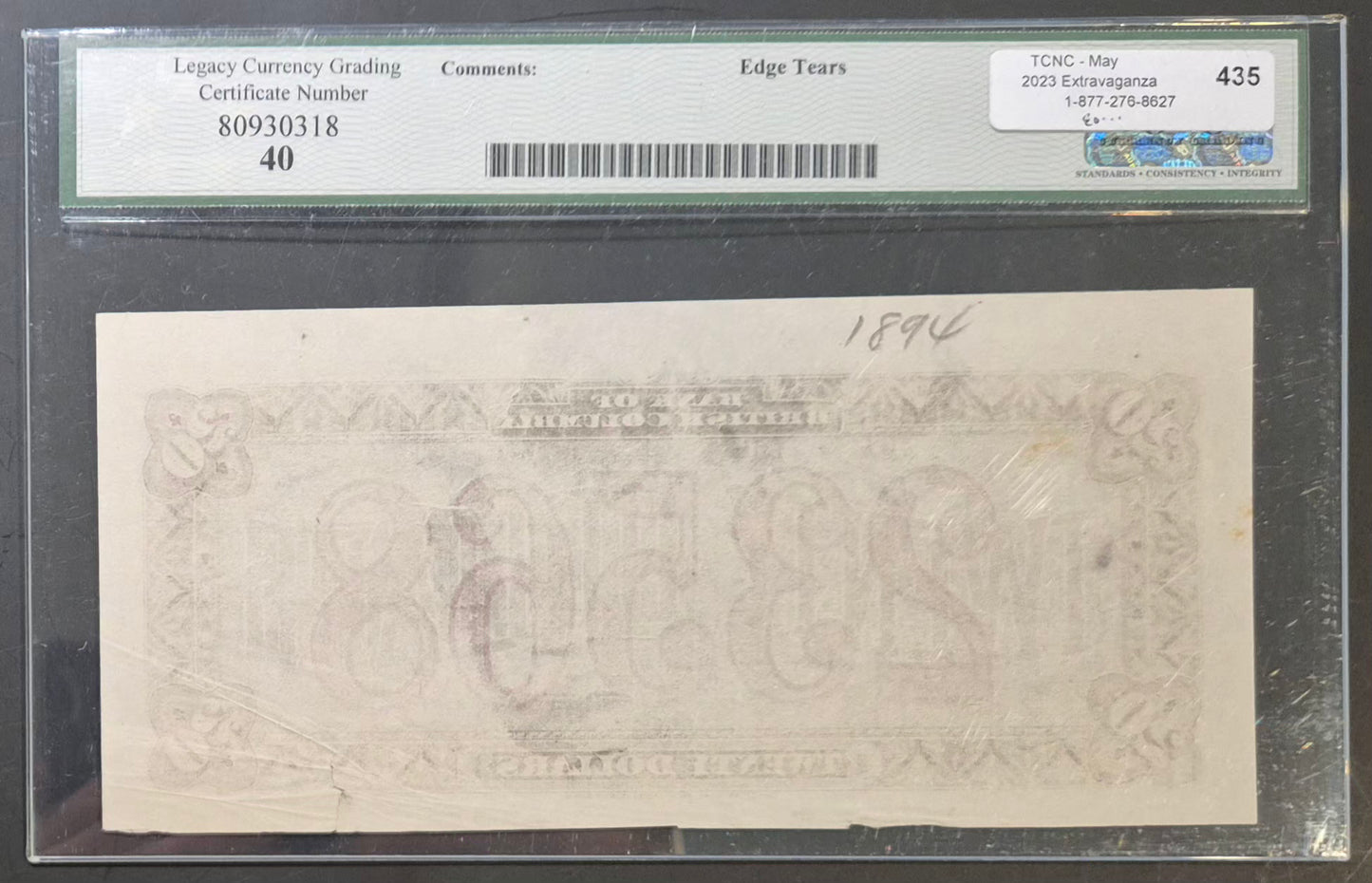 Bank of British Columbia (Canada) 20 Dollars Paper Money 1894 Coloured Face and Back Proof Set