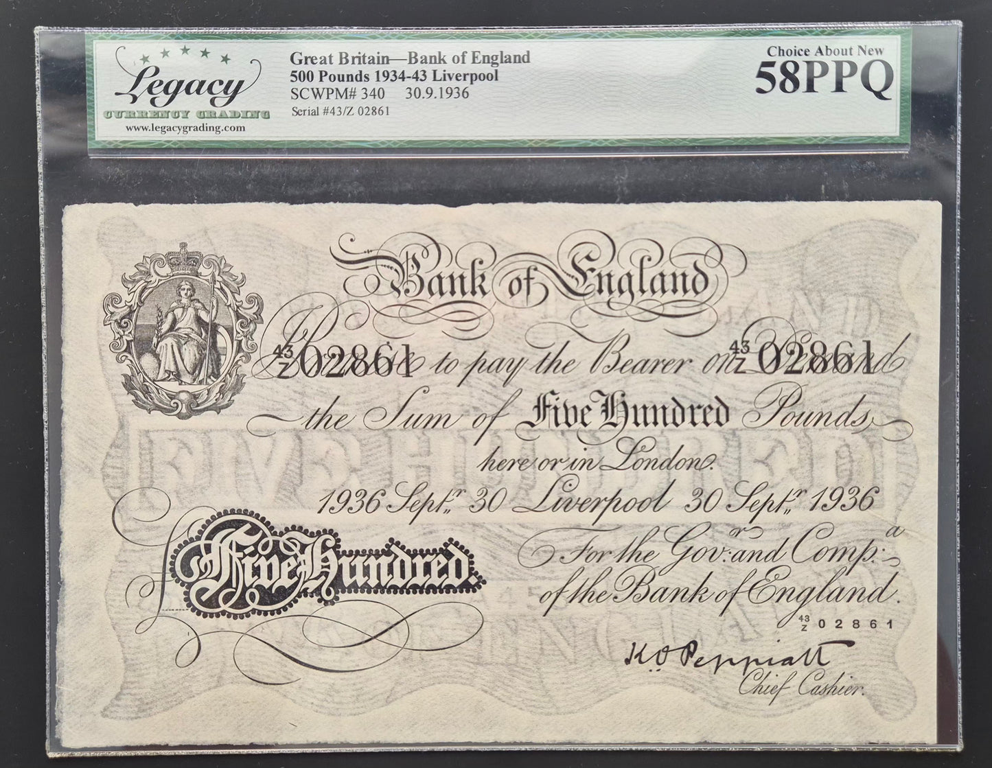 Great Britain 500 Pound Paper Money 1936
