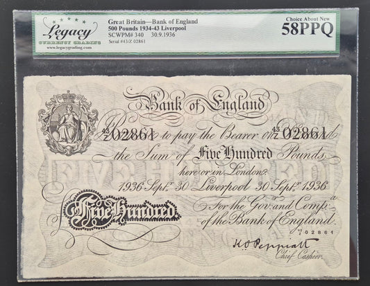 Great Britain 500 Pound Paper Money 1936