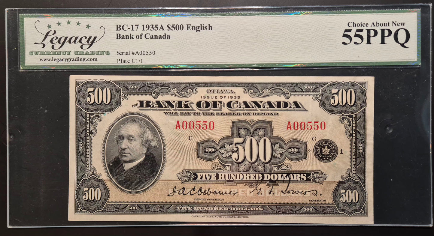 Canada 500 Dollar Paper Money 1935