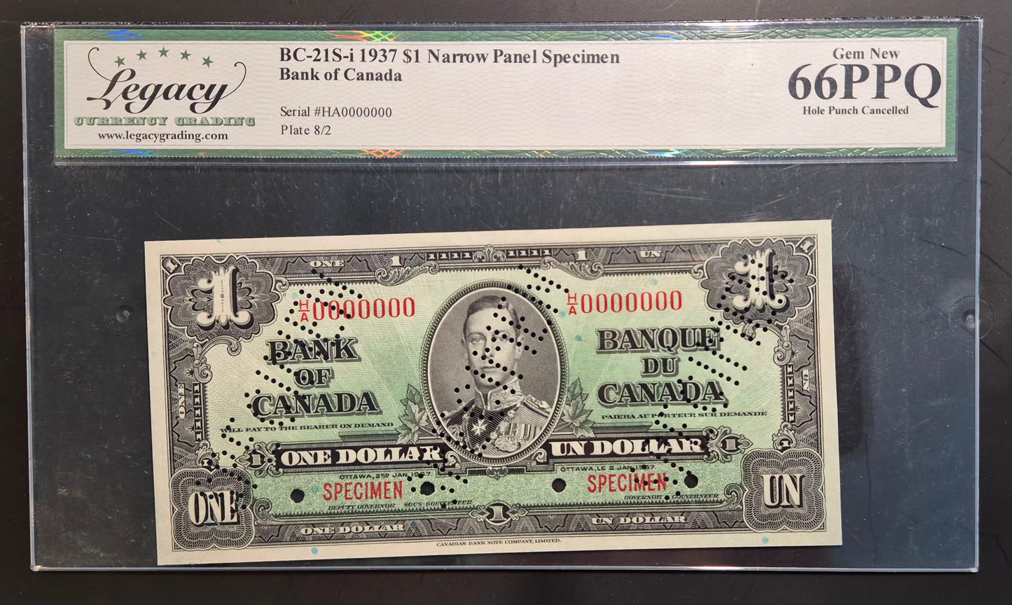 Canada 1937 Specimen Set Paper Money $1 $2 $5 $10 $20 $50 $100 $1000