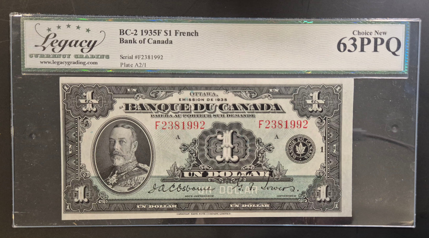 Canada 1 Dollar Paper Money 1935 French