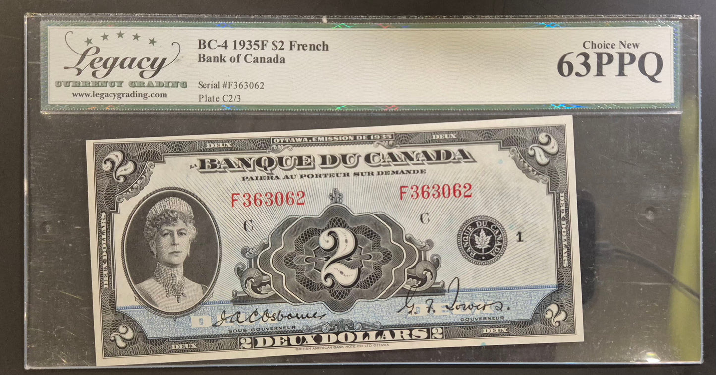 Canada 2 Dollar Paper Money 1935 French