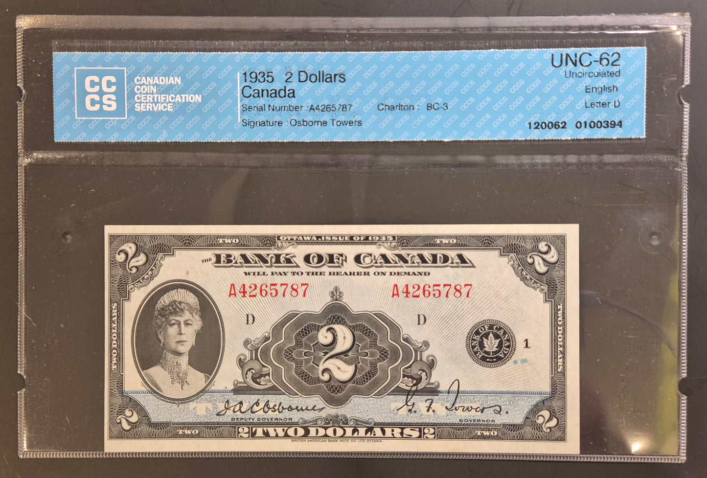 Canada 2 Dollar Paper Money 1935