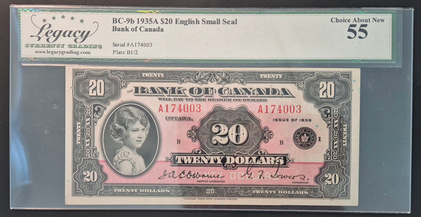 Canada 20 Dollar Paper Money 1935 Small Seal