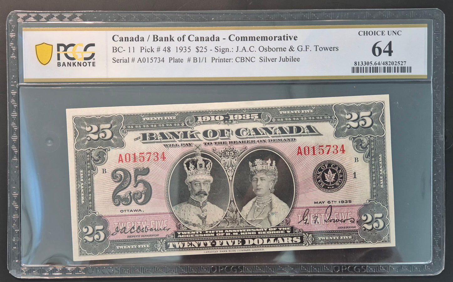 Canada 25 Dollar Paper Money 1935 Commemorative