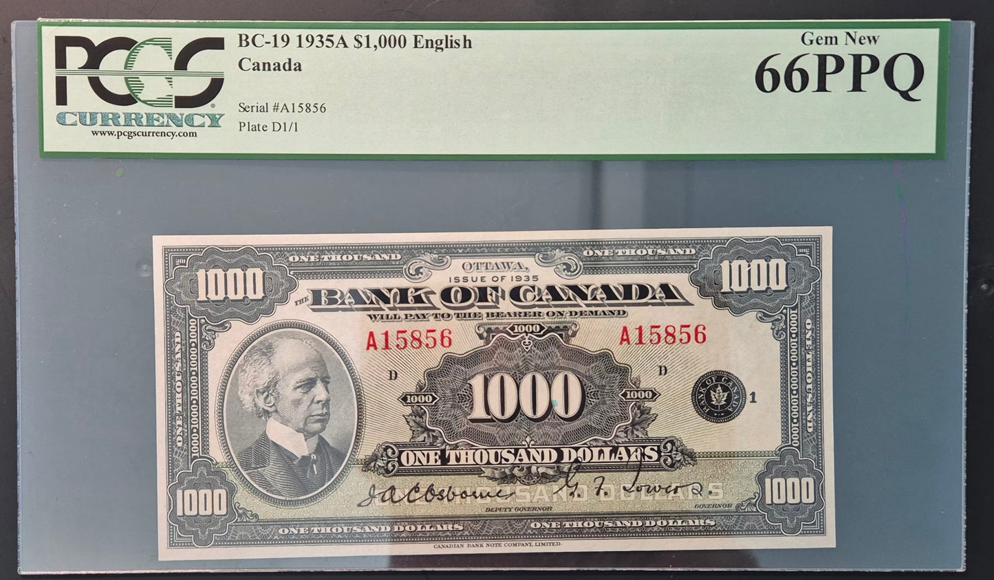 Canada 1000 Dollar Paper Money 1935
