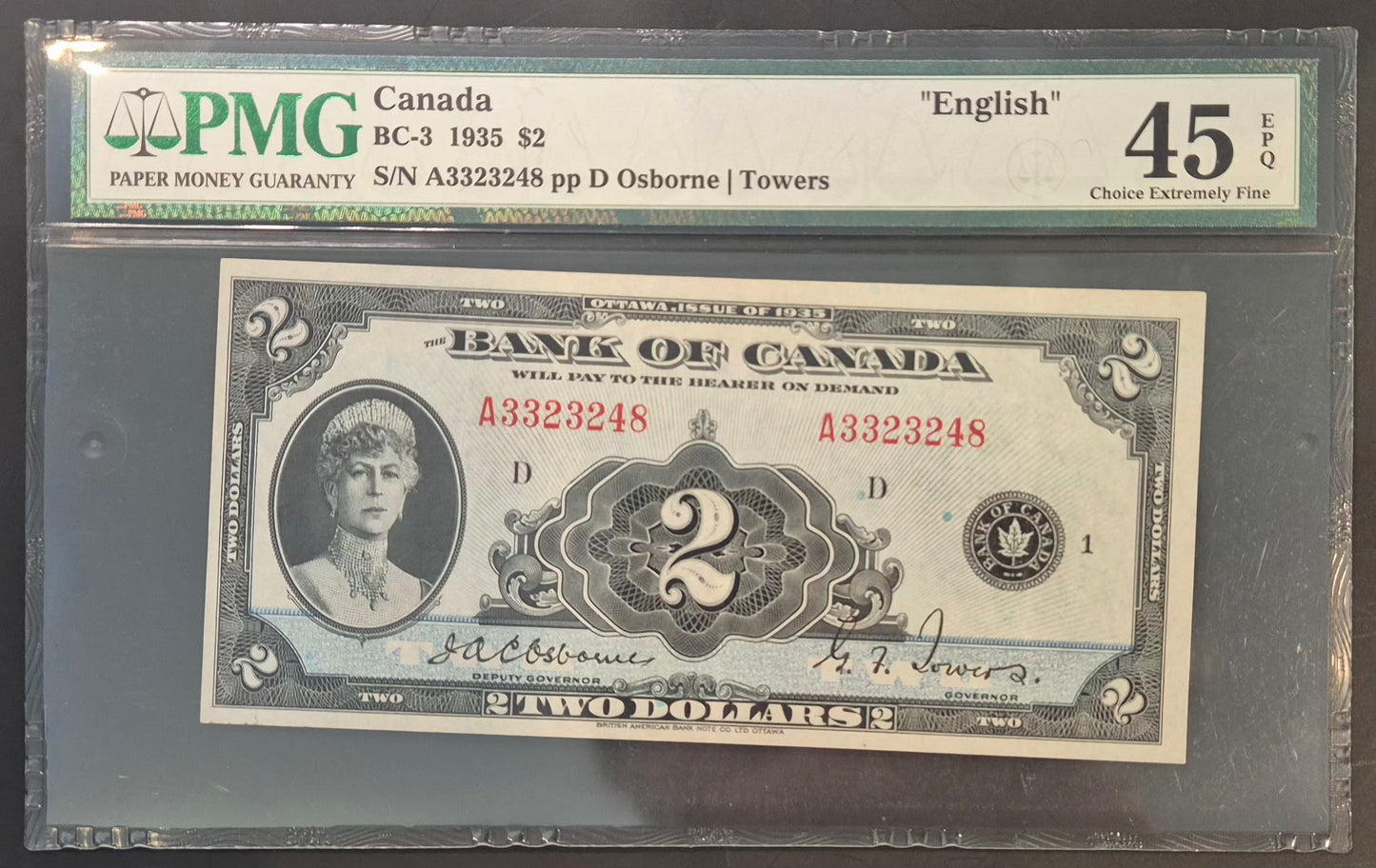 Canada 2 Dollar Paper Money 1935