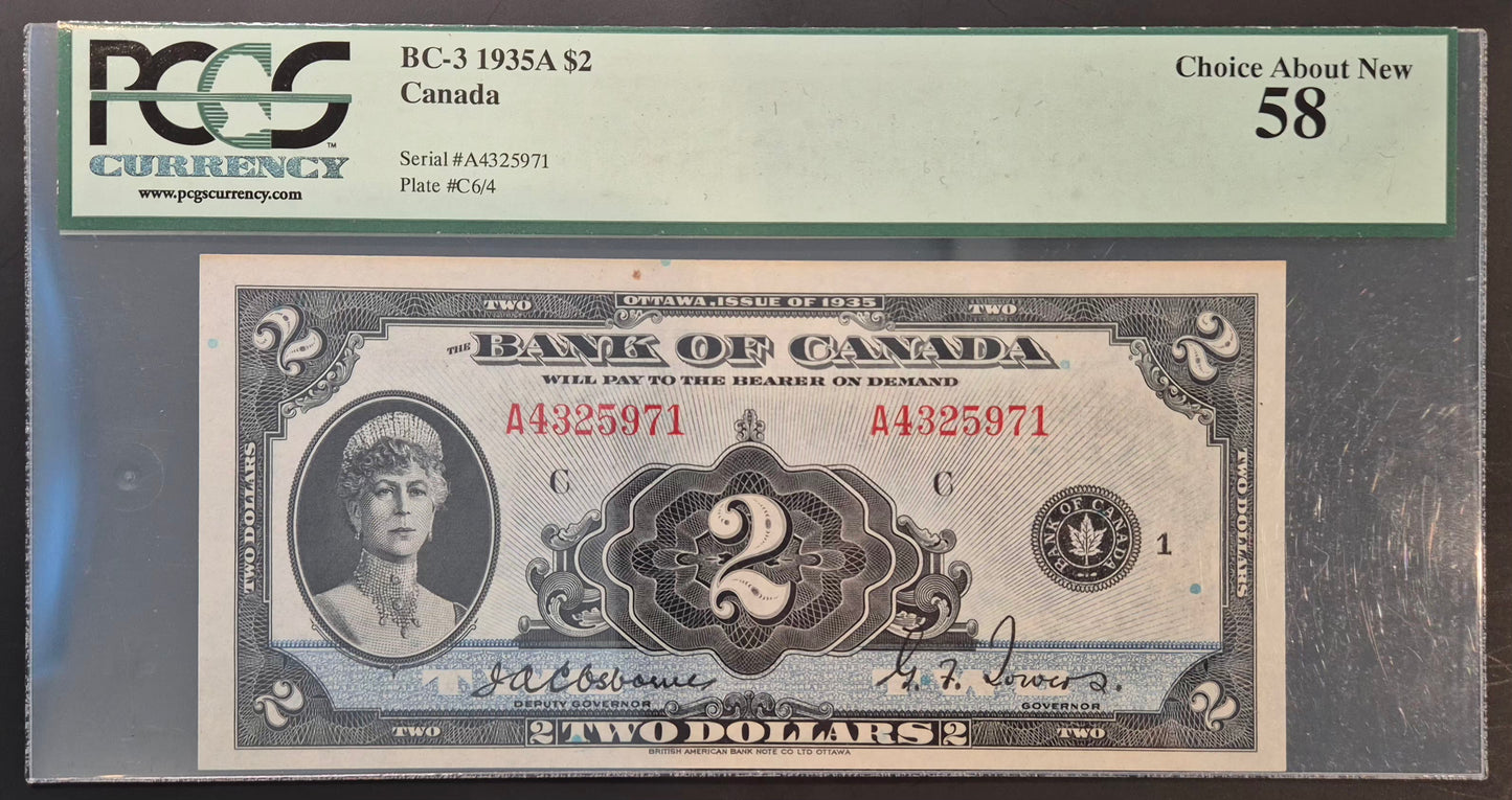 Canada 2 Dollar Paper Money 1935