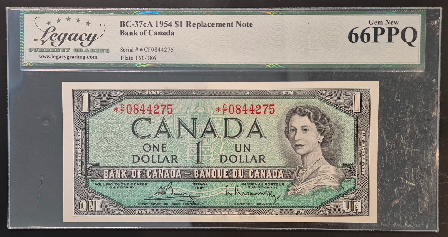 Canada 1 Dollar Paper Money 1954 Replacement Note