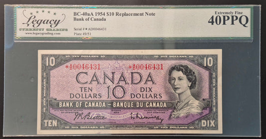 Canada 10 Dollar Paper Money 1954 Replacement Note