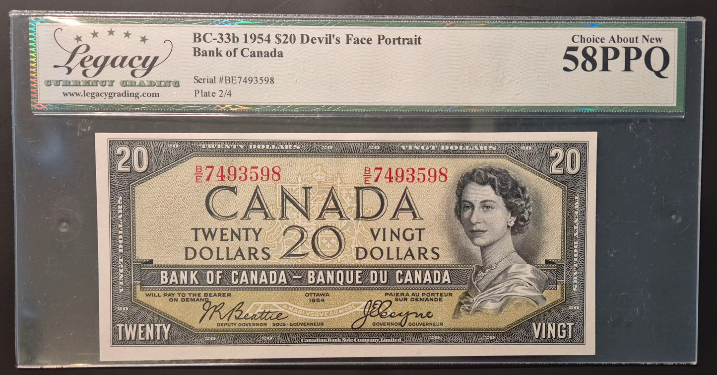 Canada 20 Dollar Paper Money 1954 Devil's Face
