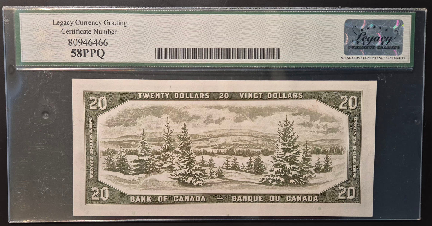 Canada 20 Dollar Paper Money 1954 Devil's Face