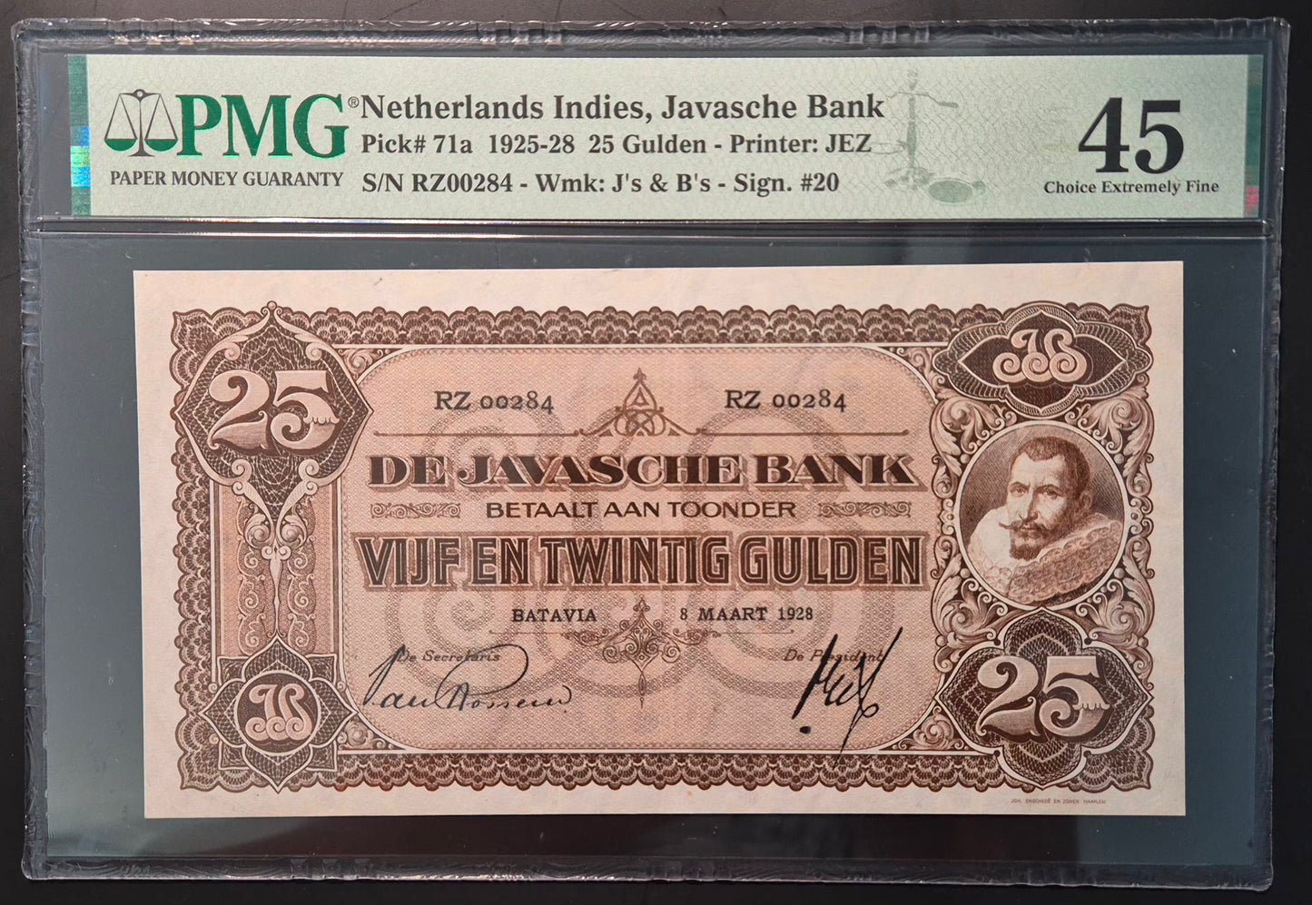 Netherlands Indies (Indonesia) 25 Gulden Paper Money 08.03.1928