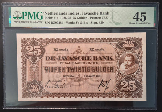Netherlands Indies (Indonesia) 25 Gulden Paper Money 08.03.1928