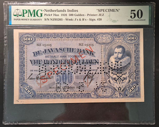 Netherlands Indies (Indonesia) 500 Gulden Paper Money 08.01.1926 Specimen
