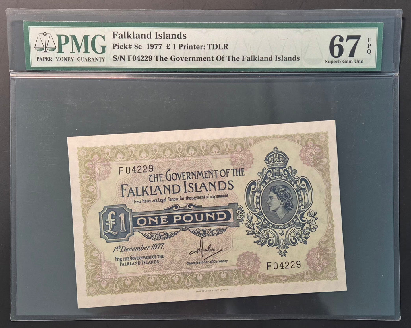 Falkland Islands 1 Pound Paper Money 1977 Gem UNC67