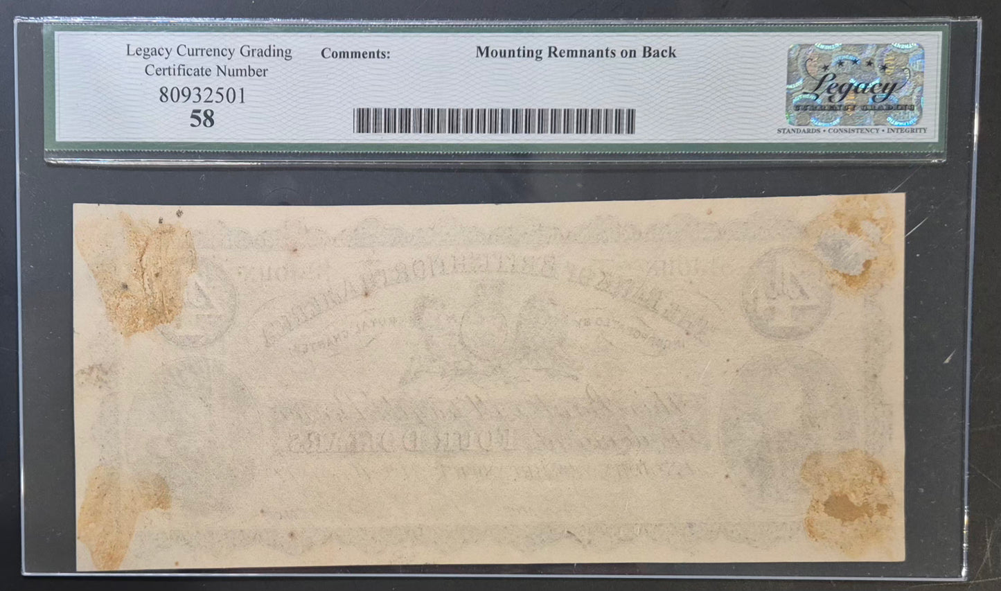 British North America St. John (Canada) 4 Dollars Paper Money 1872 Proof