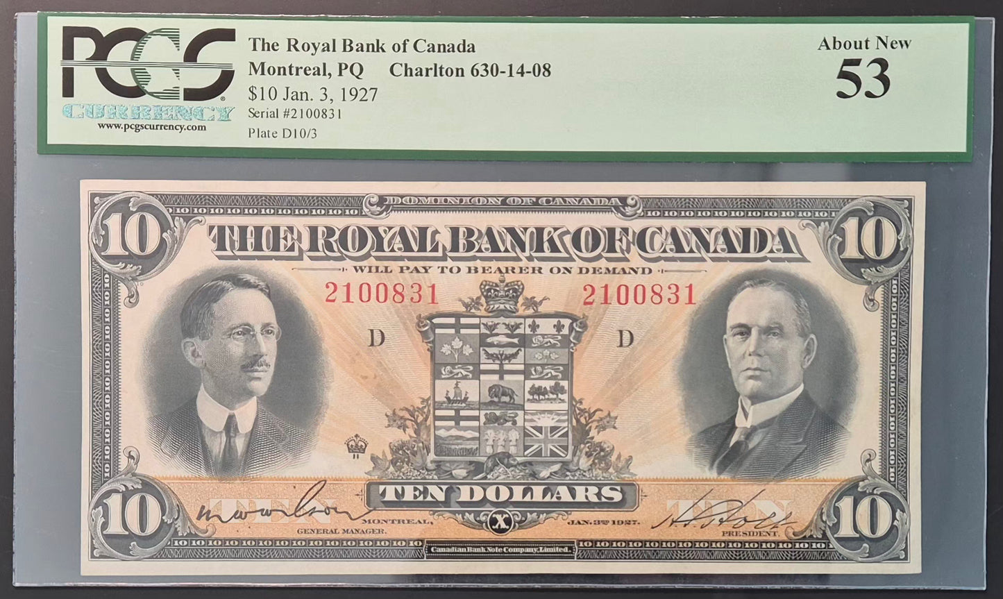 Royal Bank of Canada 10 Dollars Paper Money 1927