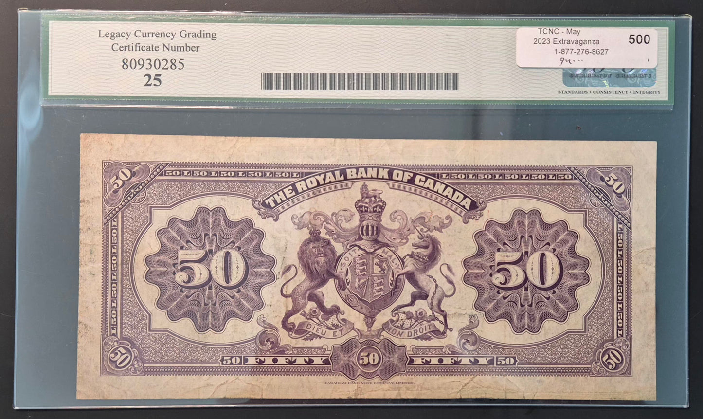 Royal Bank of Canada 50 Dollars Paper Money 1927