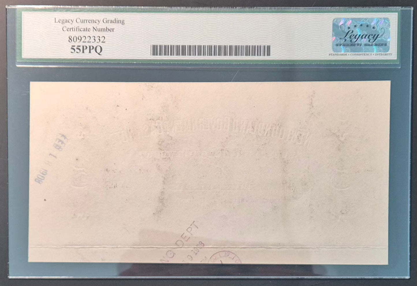 Newfoundland (Canada) 5 Dollars Paper Money 1908 Face Proof