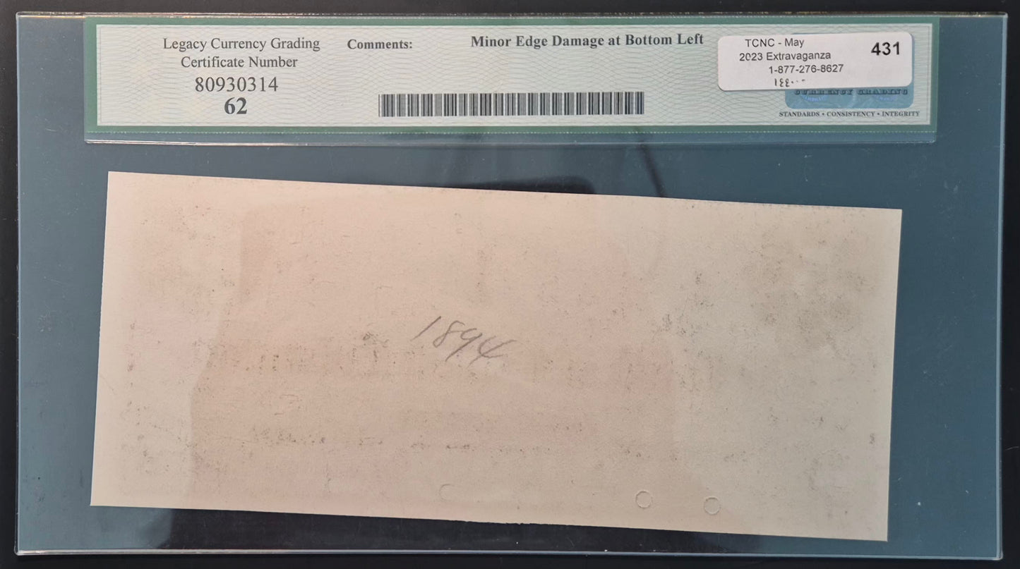 Bank of British Columbia (Canada) 5 Dollars Paper Money 1894 Face Proof