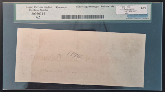 Bank of British Columbia (Canada) 5 Dollars Paper Money 1894 Face Proof