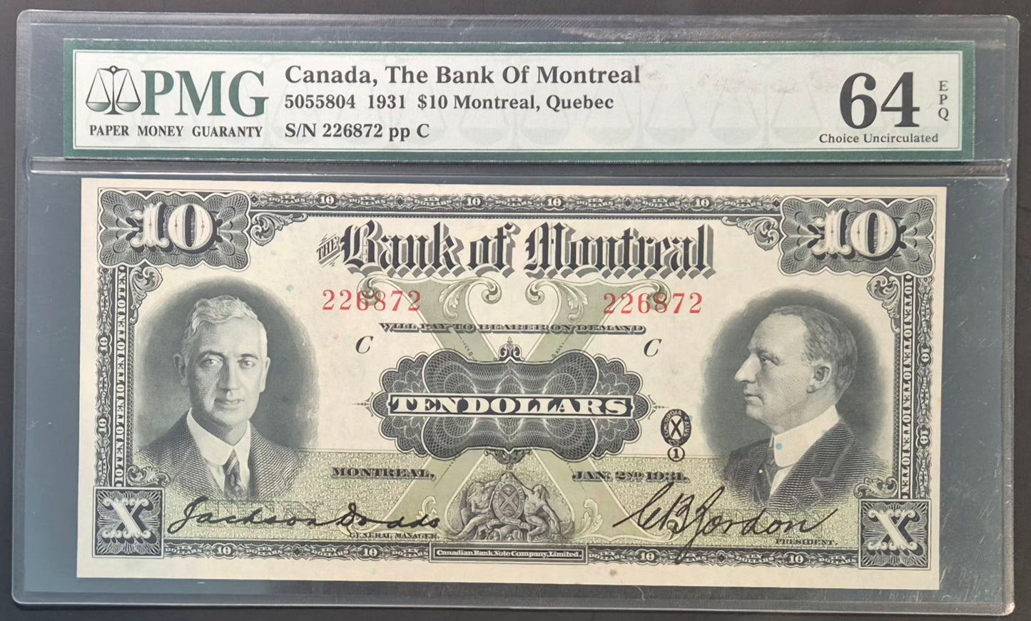 Bank of Montreal (Canada) 10 Dollars Paper Money 1931