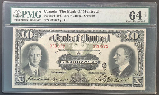 Bank of Montreal (Canada) 10 Dollars Paper Money 1931
