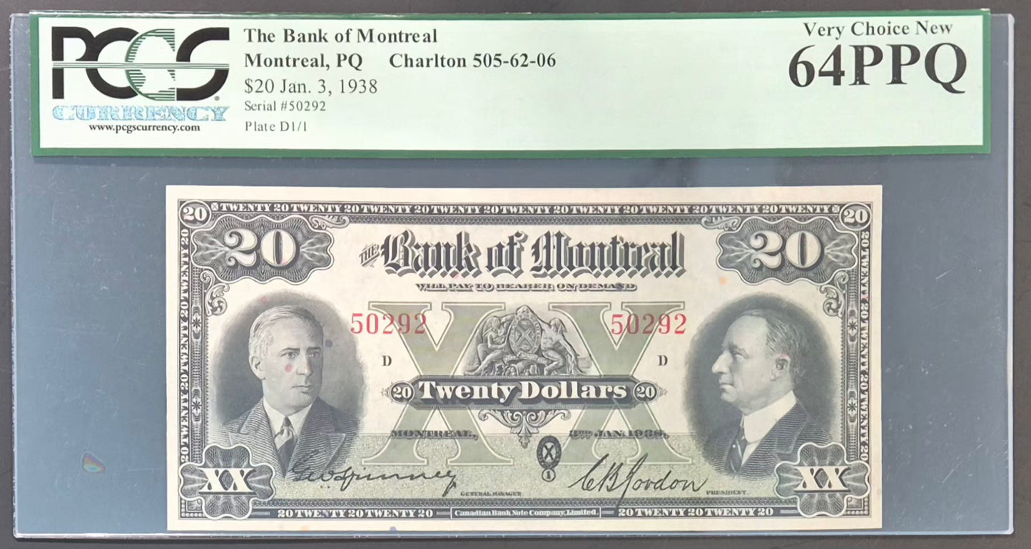 Bank of Montreal (Canada) 20 Dollars Paper Money 1938
