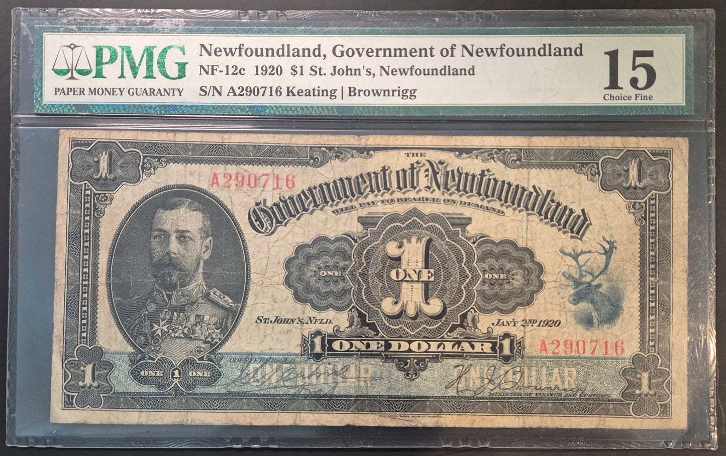 Government of Newfoundland (Canada) 1 Dollar Paper Money 1920