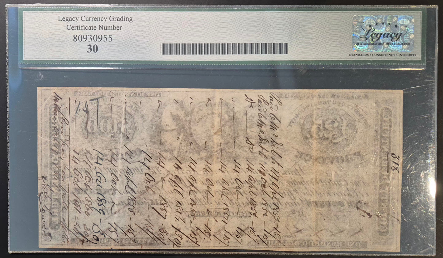 United Counties of Leeds and Grenville (Canada) 25 Pounds / 100 Dollars Paper Money 1851