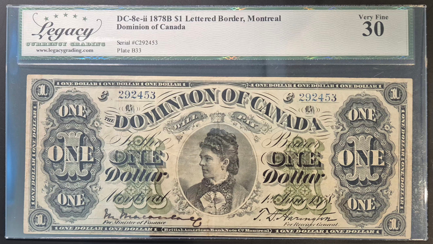 Dominion of Canada Montreal 1 Dollar Paper Money 1878B