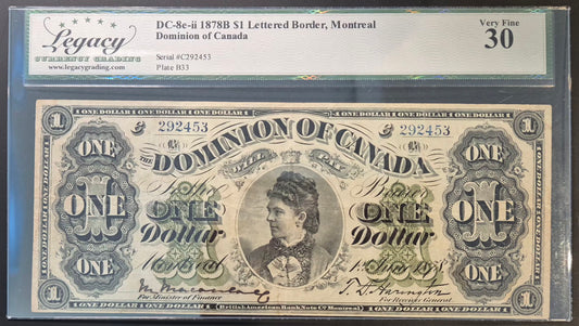Dominion of Canada Montreal 1 Dollar Paper Money 1878B