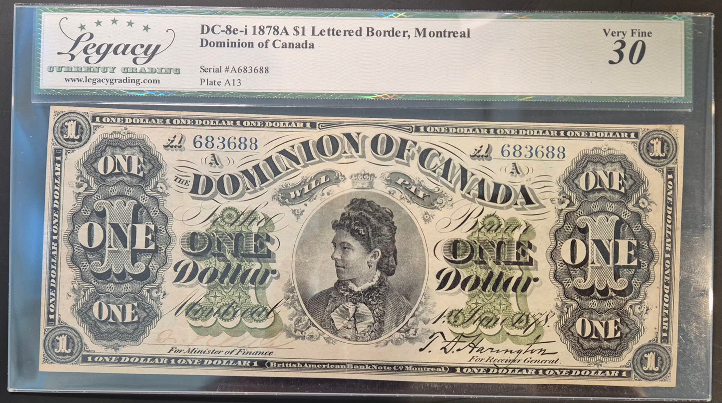 Dominion of Canada Montreal 1 Dollar Paper Money 1878A