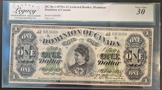 Dominion of Canada Montreal 1 Dollar Paper Money 1878A