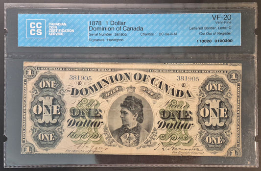 Dominion of Canada Montreal 1 Dollar Paper Money 1878 Error Note