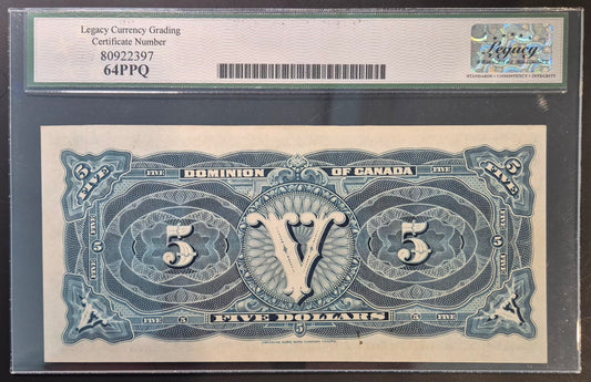 Dominion of Canada 5 Dollars Paper Money 1912B Boville Signature